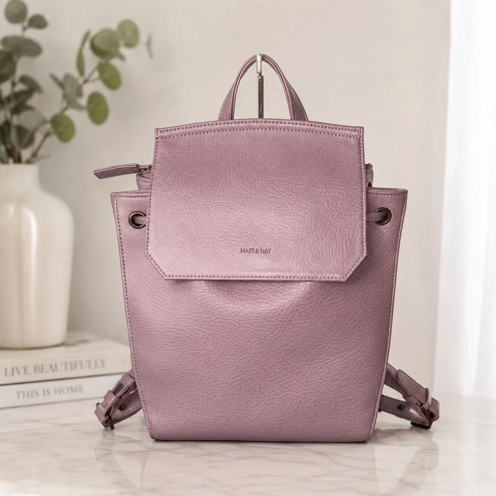 Matt & Nat Fabi Mini Vegan Leather Backpack Orchid Purple WZUE1
